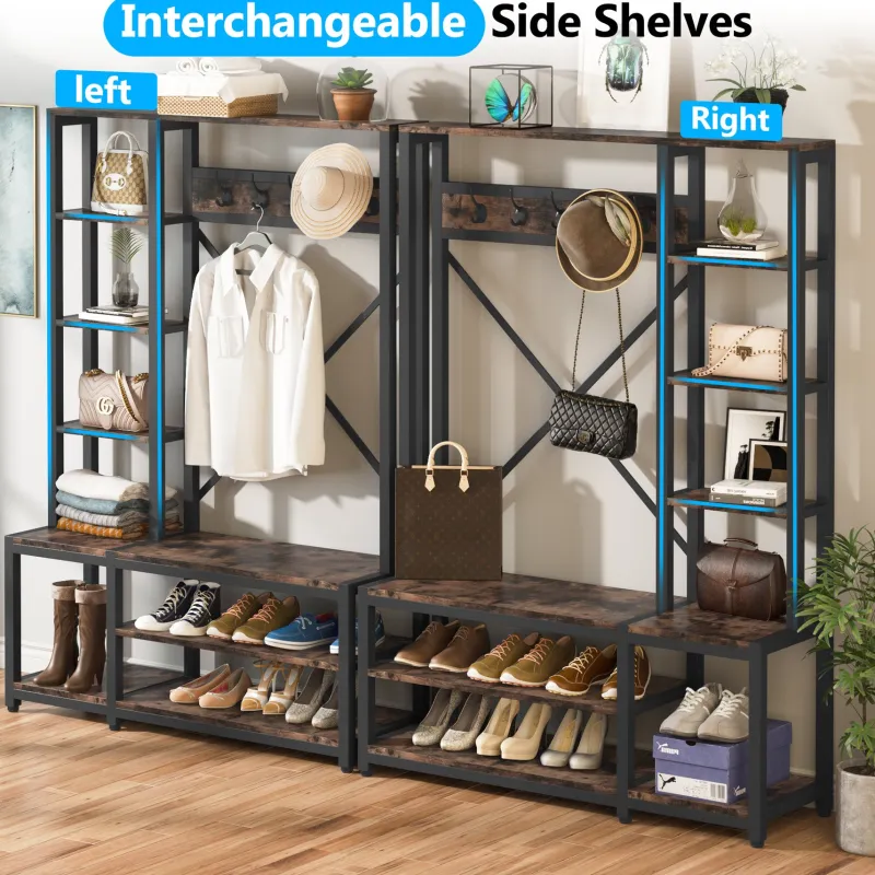 Tribesigns Shoe Racks & Cabinets|Shoe Racks & Cabinets*Front view of ‘s Freestanding Coat Rack Shoe Bench, 4-in-1 Entryway Hall Tree with Shelves.