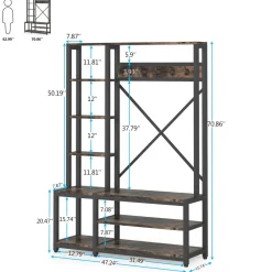Tribesigns Shoe Racks & Cabinets|Shoe Racks & Cabinets*Front view of ‘s Freestanding Coat Rack Shoe Bench, 4-in-1 Entryway Hall Tree with Shelves.