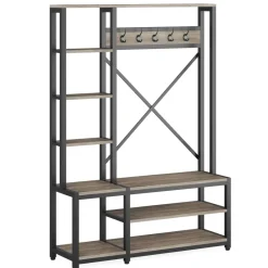 Tribesigns Shoe Racks & Cabinets|Shoe Racks & Cabinets*Front view of ‘s Freestanding Coat Rack Shoe Bench, 4-in-1 Entryway Hall Tree with Shelves.