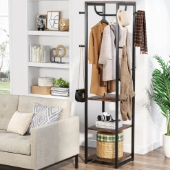 Tribesigns Shoe Racks & Cabinets|Shoe Racks & Cabinets*Full-frontal shot of 's Coat Rack, Freestanding Corner Hall Tree with 4 Shelves 8 Hooks.