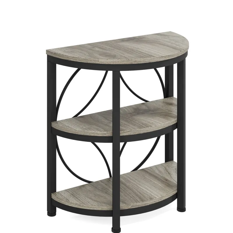 Tribesigns End & Side Tables*Half - Round End Table, 3 - Tier Narrow Side Table with Metal Frame
