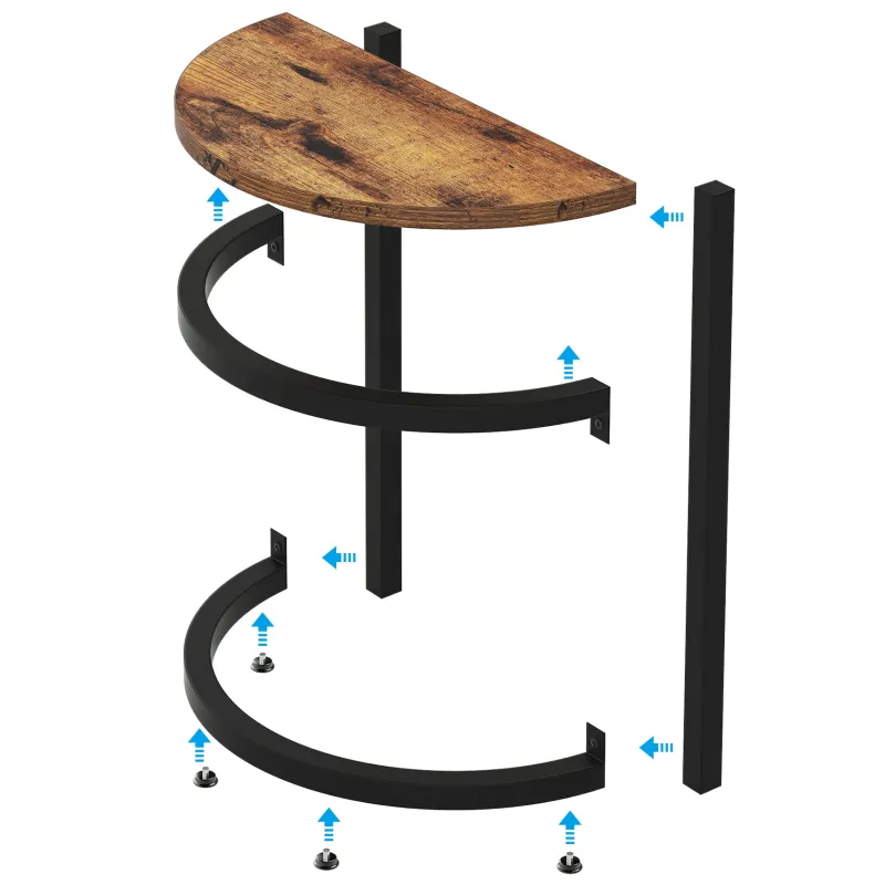 Tribesigns End & Side Tables*Half Round End Table, Narrow Side Table with Metal Frame