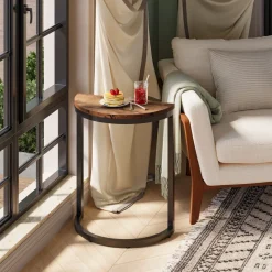 Tribesigns End & Side Tables*Half Round End Table, Narrow Side Table with Metal Frame