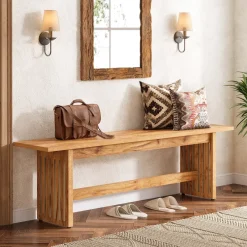 Tribesigns Benches*Hallway view of 59" 's Entry Bench, Farmhouse Kitchen Bench Bedroom Bed Bench.