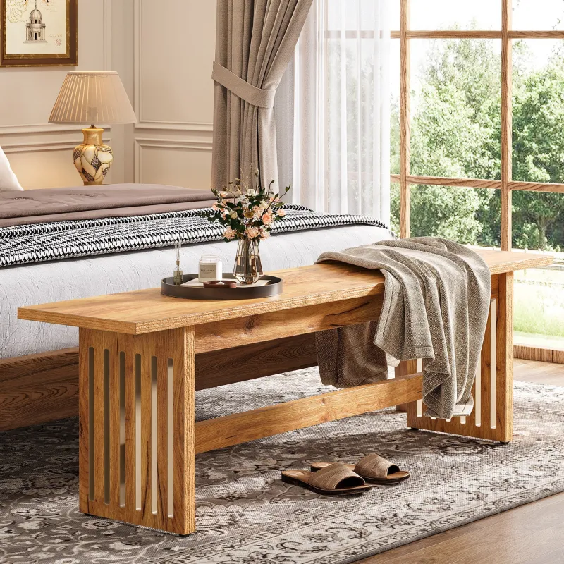 Tribesigns Benches*Hallway view of 59" 's Entry Bench, Farmhouse Kitchen Bench Bedroom Bed Bench.