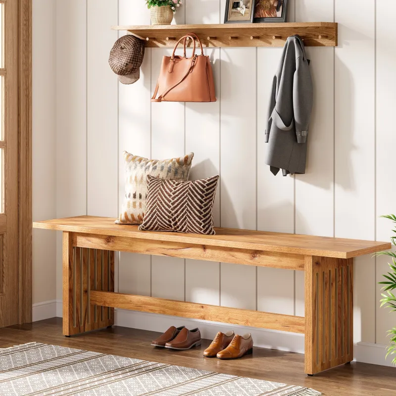 Tribesigns Benches*Hallway view of 59" 's Entry Bench, Farmhouse Kitchen Bench Bedroom Bed Bench.