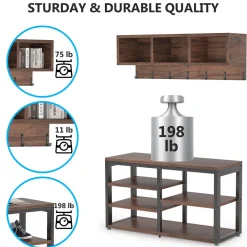 Tribesigns Shoe Racks & Cabinets|Shoe Racks & Cabinets*Hallway view of 's 5 IN 1 Coat Rack Shoe Bench Set, Hall Tree with Wall Mounted Shelf.