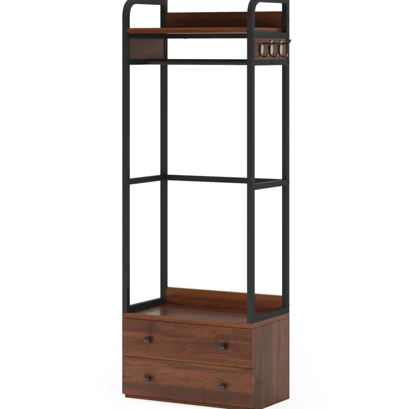 Tribesigns Shoe Racks & Cabinets|Shoe Racks & Cabinets*Hallway view of 's Freestanding Closet Organizer, Coat Rack with Drawers and Shelves.