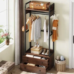 Tribesigns Shoe Racks & Cabinets|Shoe Racks & Cabinets*Hallway view of 's Freestanding Closet Organizer, Coat Rack with Drawers and Shelves.