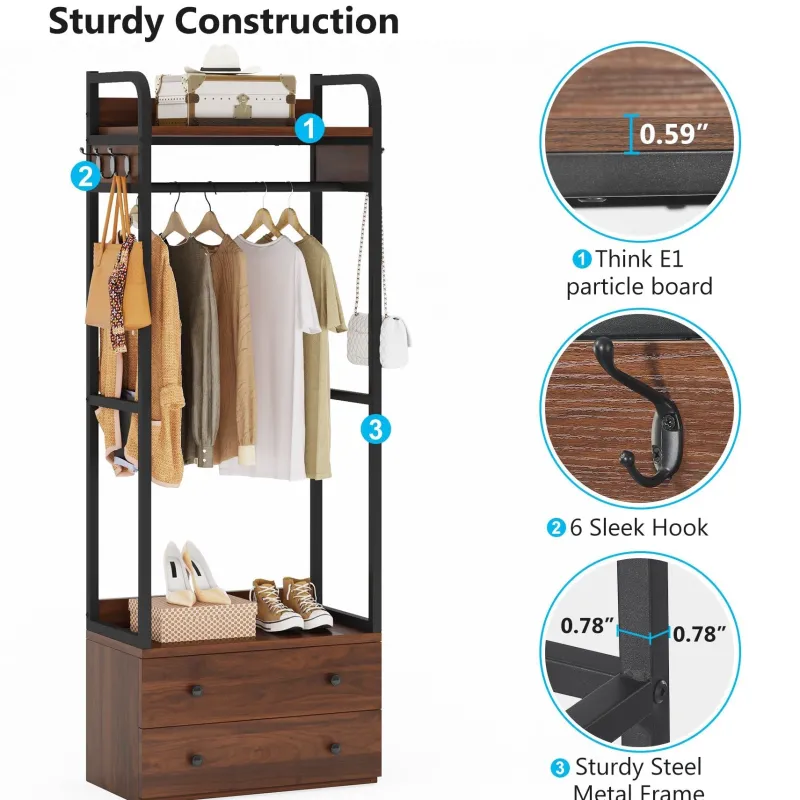 Tribesigns Shoe Racks & Cabinets|Shoe Racks & Cabinets*Hallway view of 's Freestanding Closet Organizer, Coat Rack with Drawers and Shelves.