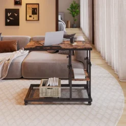 Tribesigns End & Side Tables*Height Adjustable C Table, Mobile Side Table with Tiltable Drawing Board