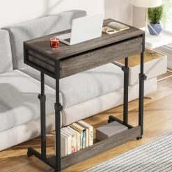 Tribesigns Desks*Height Adjustable Desk, Mobile Side Table Portable Desk with Drawers