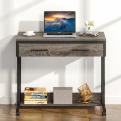 Tribesigns Desks*Height Adjustable Desk, Mobile Side Table Portable Desk with Drawers