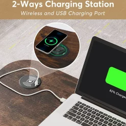Tribesigns Desks*Height Adjustable Desk, Mobile Portable Desk with Wireless Charging Station