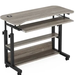 Tribesigns Desks*Height Adjustable Desk, Mobile Portable Desk with Wireless Charging Station
