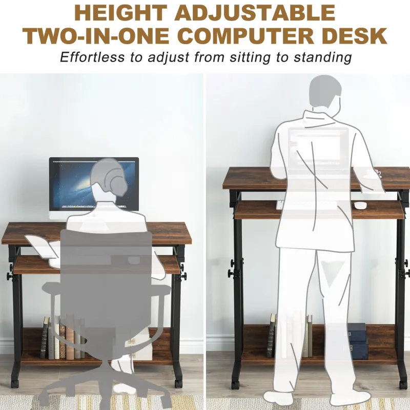 Tribesigns Desks*Height Adjustable Desk, Rolling Standing Desk Portable Desk