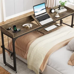 Tribesigns Overbed Tables*Height Adjustable Overbed Table with Wheels & Charging Station