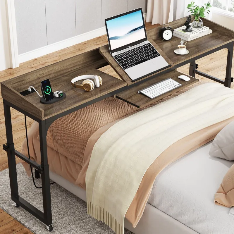 Tribesigns Overbed Tables*Height Adjustable Overbed Table with Wheels & Charging Station