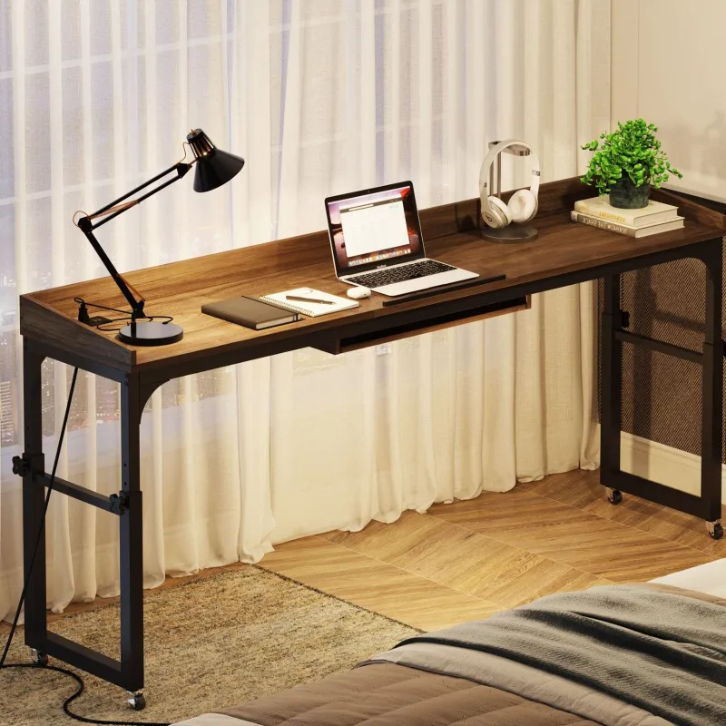 Tribesigns Overbed Tables*Height Adjustable Overbed Table with Wheels & Charging Station