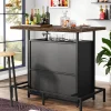 Tribesigns Bar Units*Home Bar Unit, Industrial 3-Tier Liquor Bar Table with Glasses Holder
