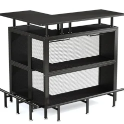 Tribesigns Bar Units*Home Bar Unit, L-Shaped Liquor Bar Table with Glasses Holders & Shelves