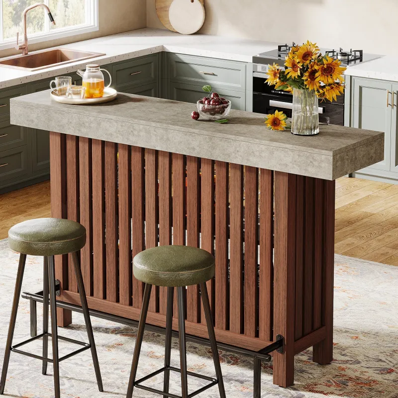 Tribesigns Bar Units*Home Bar Unit, Modern 2 - Tier Bar Table with Footrest