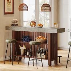 Tribesigns Bar Units*Home Bar Unit, Modern 2 - Tier Bar Table with Footrest