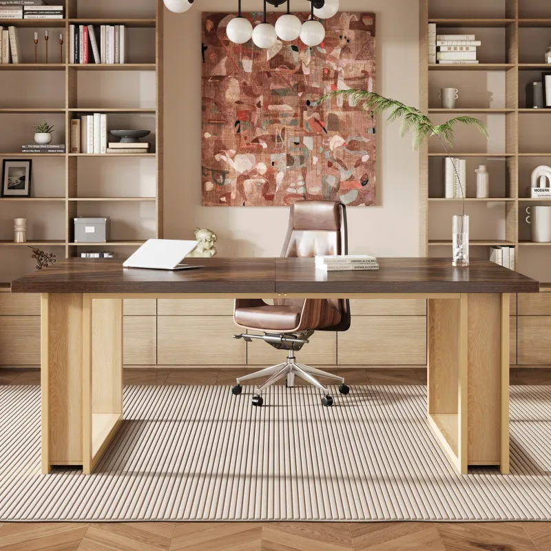 Tribesigns Desks*63-Inch Computer Desk, Rectangular Wood Executive Desk for Home Office