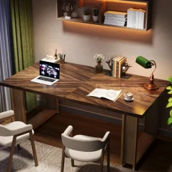 Tribesigns Desks*63-Inch Computer Desk, Rectangular Wood Executive Desk for Home Office