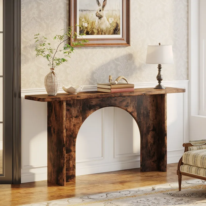 Tribesigns Console Tables|Console Tables*63-Inch Console Table, Wood Farmhouse Entryway Table with Arch Brace