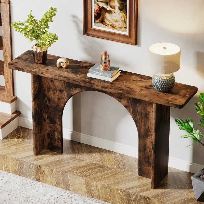 Tribesigns Console Tables|Console Tables*63-Inch Console Table, Wood Farmhouse Entryway Table with Arch Brace