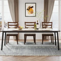 Tribesigns Dining Tables*79-Inch Dining Table for 8-10 People, Modern Kitchen Dinner Table