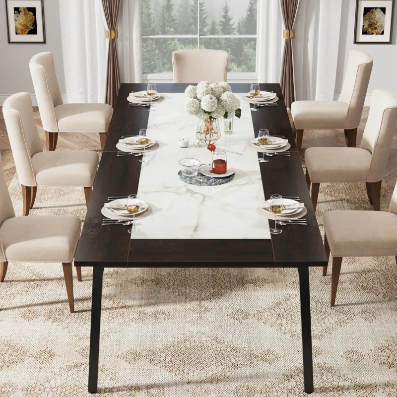 Tribesigns Dining Tables*79-Inch Dining Table for 8-10 People, Modern Kitchen Dinner Table