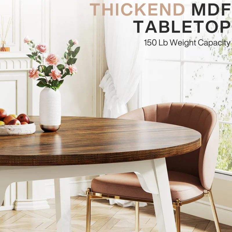 Tribesigns Dining Tables*47-inch Dining Table, Round Farmhouse Kitchen Table for 4-6