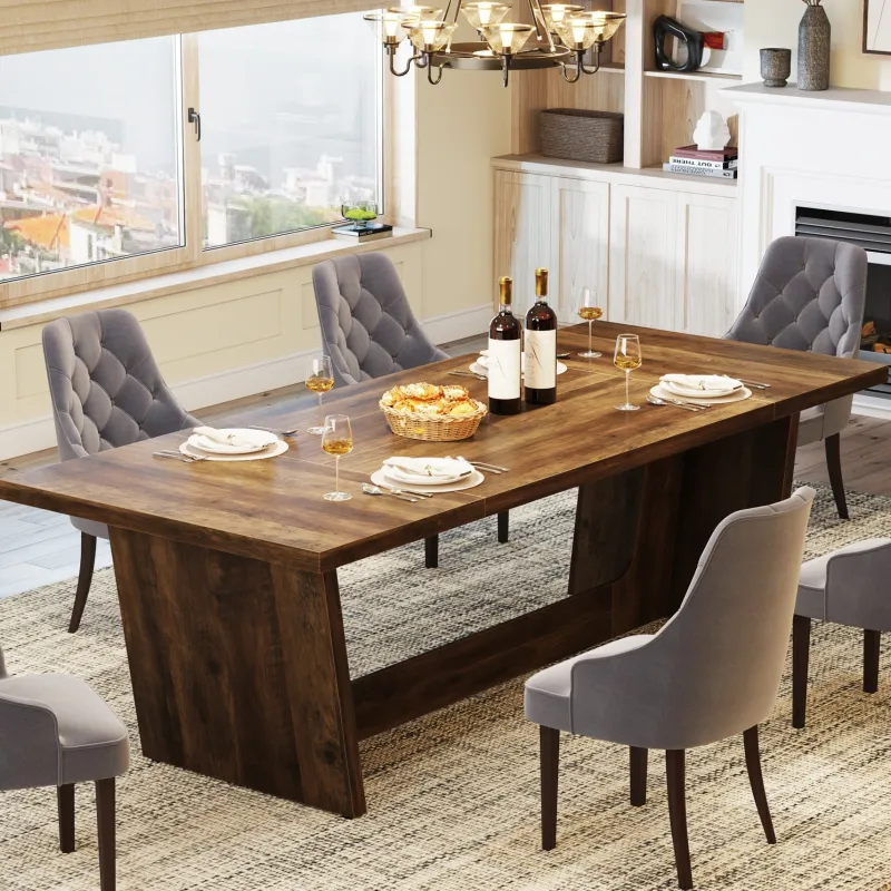 Tribesigns Dining Tables*70.8-Inch Dining Table, Wood Farmhouse Kitchen Table for 4-6