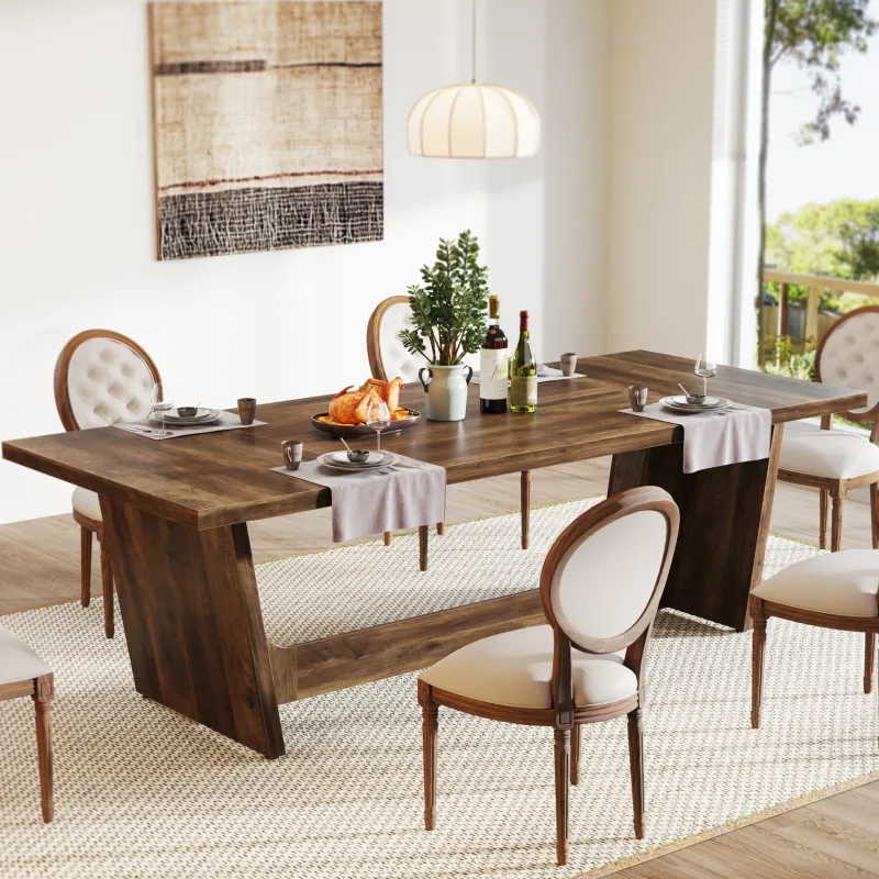 Tribesigns Dining Tables*70.8-Inch Dining Table, Wood Farmhouse Kitchen Table for 4-6