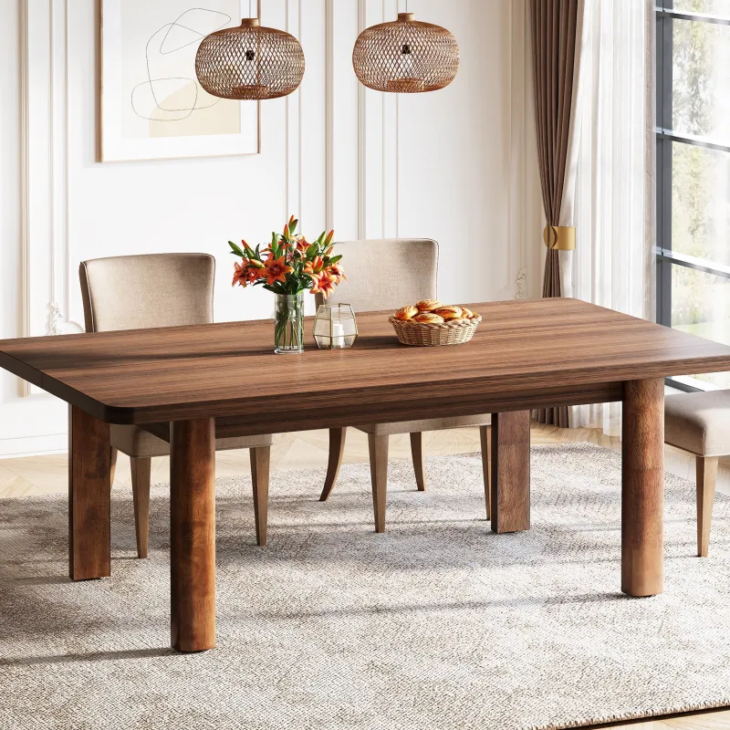Tribesigns Dining Tables*63-Inch Dining Table, Wood Farmhouse Kitchen Table for 4-6
