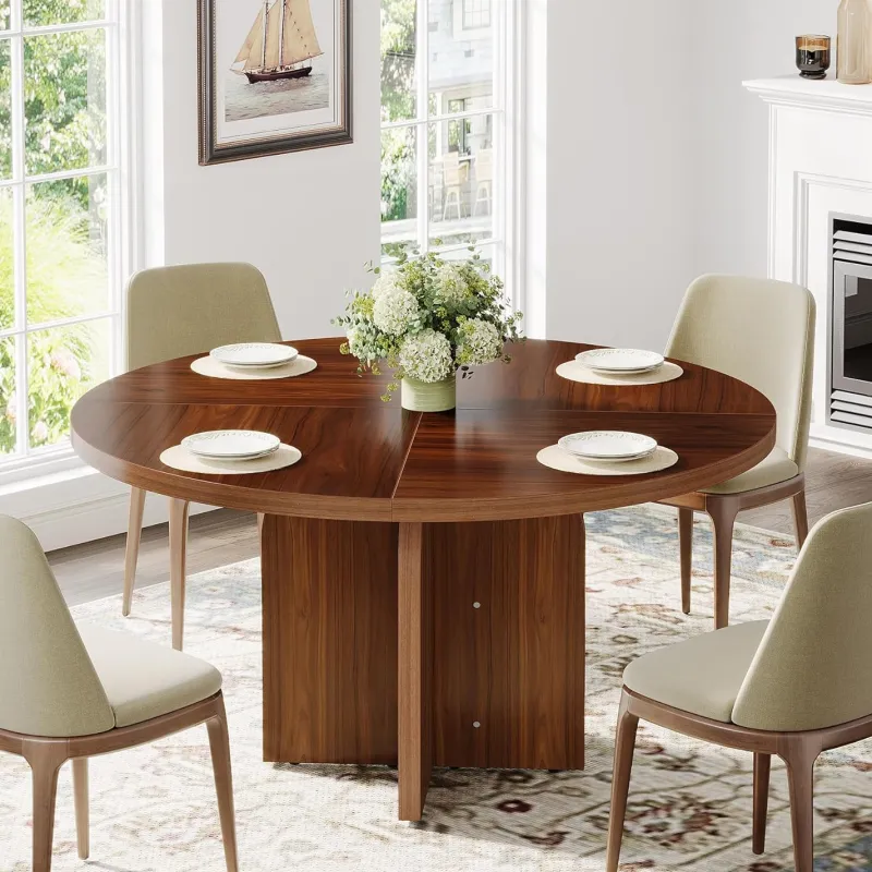 Tribesigns Dining Tables*47-Inch Dining Table, Wood Round Kitchen Table for 4-6