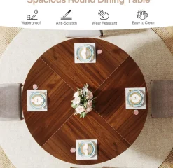 Tribesigns Dining Tables*47-Inch Dining Table, Wood Round Kitchen Table for 4-6