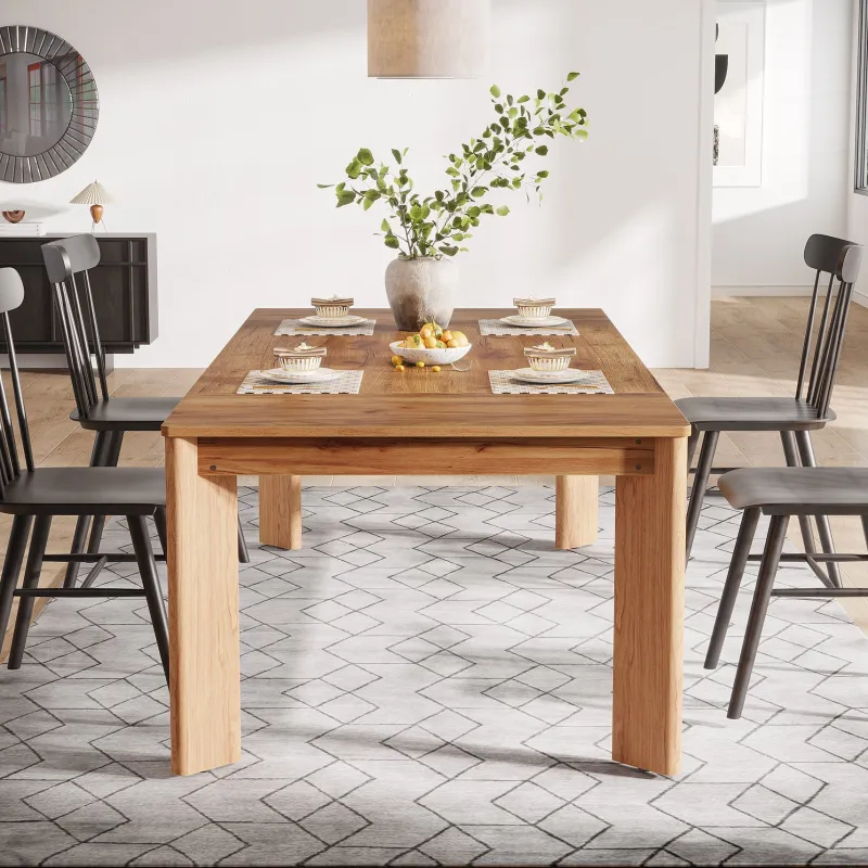Tribesigns Dining Tables*63-inch Dining Table, Wooden Farmhouse Kitchen Table for 4-6
