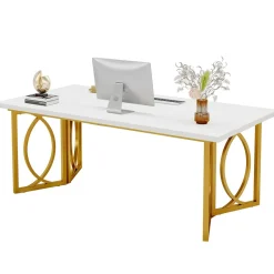 Tribesigns Desks*70.9-inch Executive Table, Wood Computer Desk with Metal Frame For Home Office