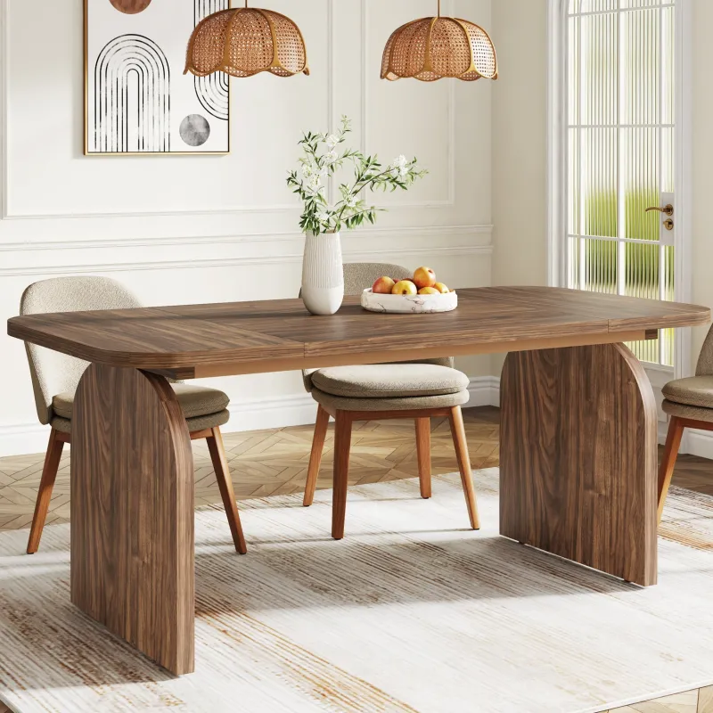 Tribesigns Dining Tables*63-Inch Rectangular Dining Table Thick Laminated Tabletop for 4-6 Person