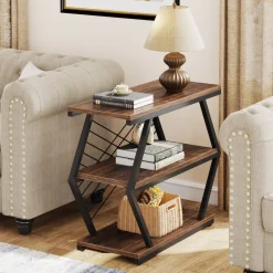 Tribesigns End & Side Tables*Industrial End Table Side Table with 3 Storage Shelves & Metal Frame