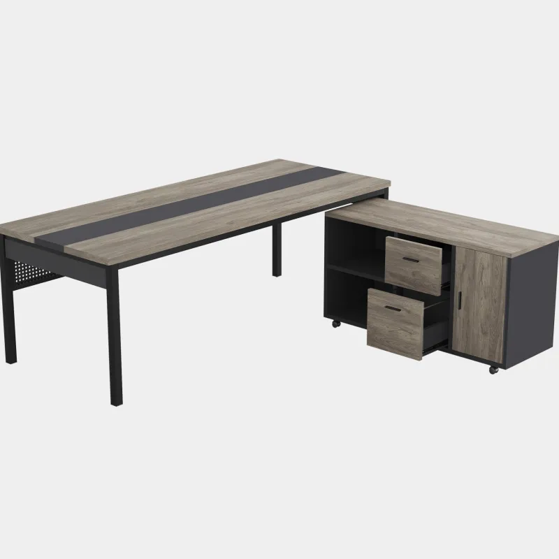 Tribesigns Desks*Industrial L - Shaped Desk, 71" Executive Desk with 47" Mobile File Cabinet