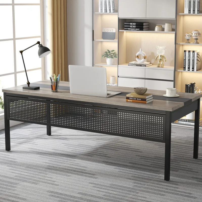 Tribesigns Desks*Industrial L - Shaped Desk, 71" Executive Desk with 47" Mobile File Cabinet