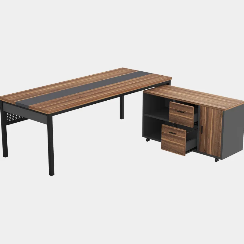 Tribesigns Desks*Industrial L - Shaped Desk, 71" Executive Desk with 47" Mobile File Cabinet
