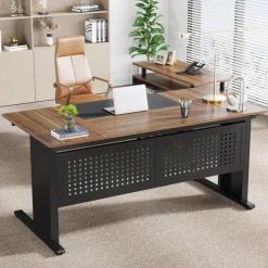 Tribesigns Desks*Industrial L - Shaped Desk, 63