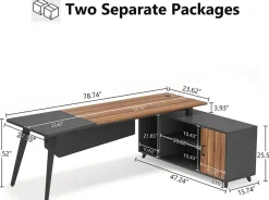 Tribesigns Desks*Industrial L-Shaped Desk, 78.74 Inch Executive Office Desk with File Cabinet