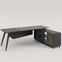 Tribesigns Desks*Industrial L-Shaped Desk, 78.74 Inch Executive Office Desk with File Cabinet