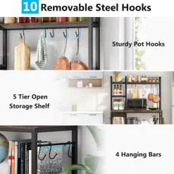 Tribesigns Baker's Racks|Baker's Racks*Kitchen Baker's Rack, 5-Tier Utility Storage Shelf with Hutch